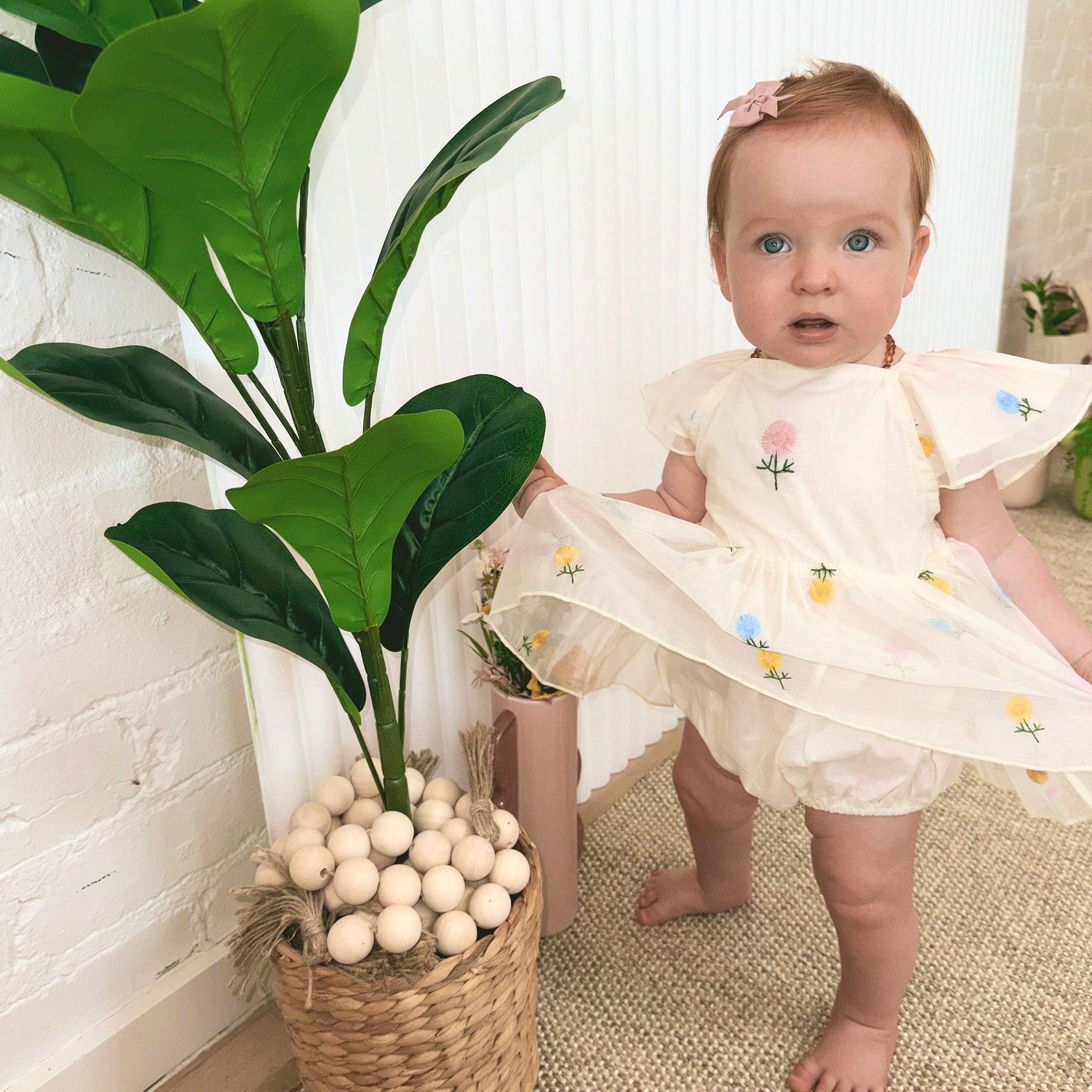 Delicate Floral Romper & Headband Set for Baby Girls