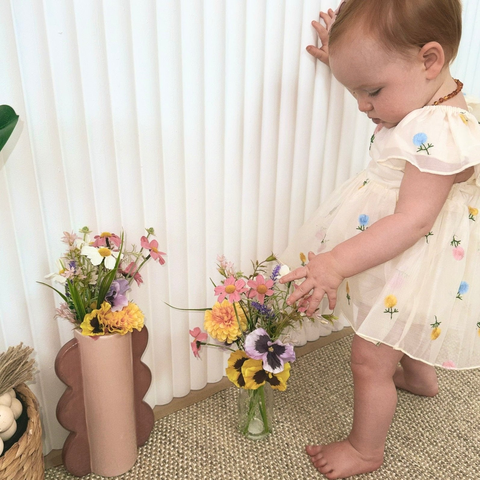 Delicate Floral Romper & Headband Set for Baby Girls