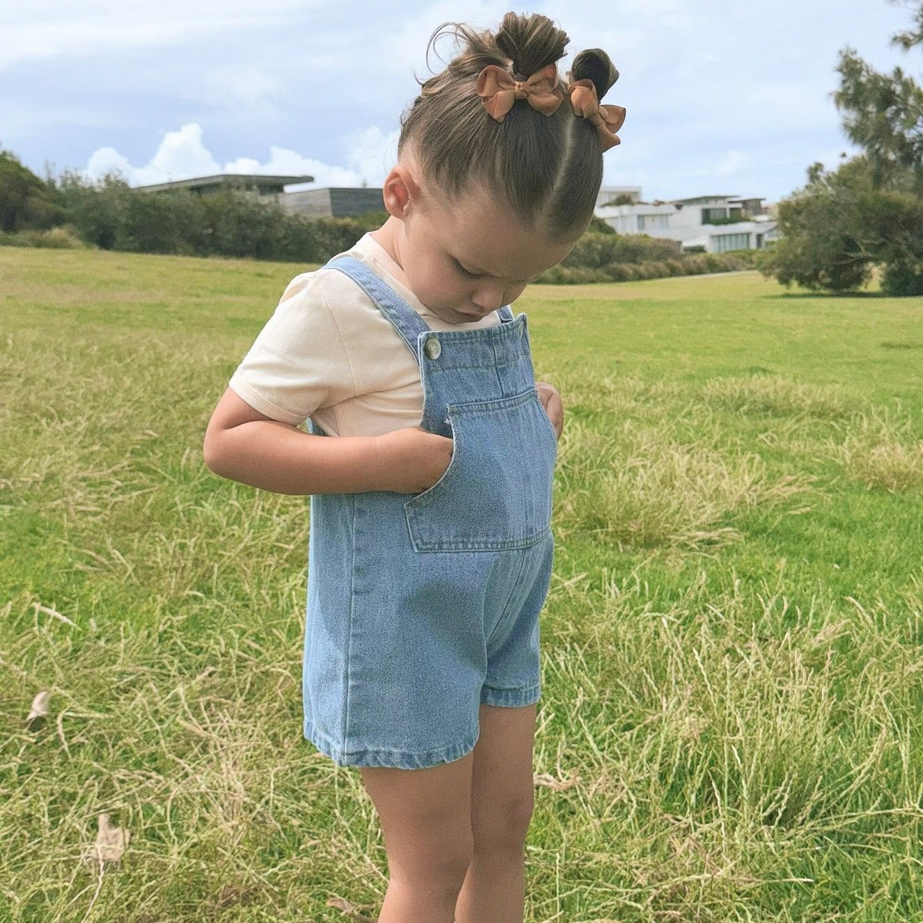 Unisex Essential Basic Denim Shorts Overalls