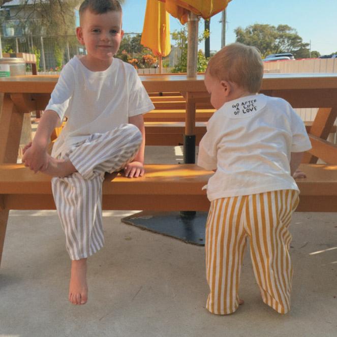 GIRLS AND BOYS STRIPED THIN COTTON PANTS