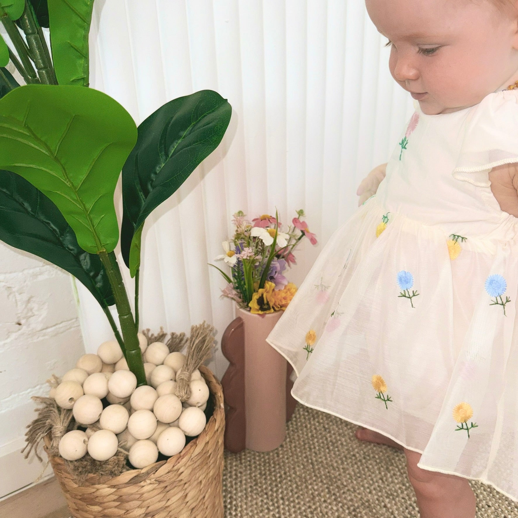 Delicate Floral Romper & Headband Set for Baby Girls