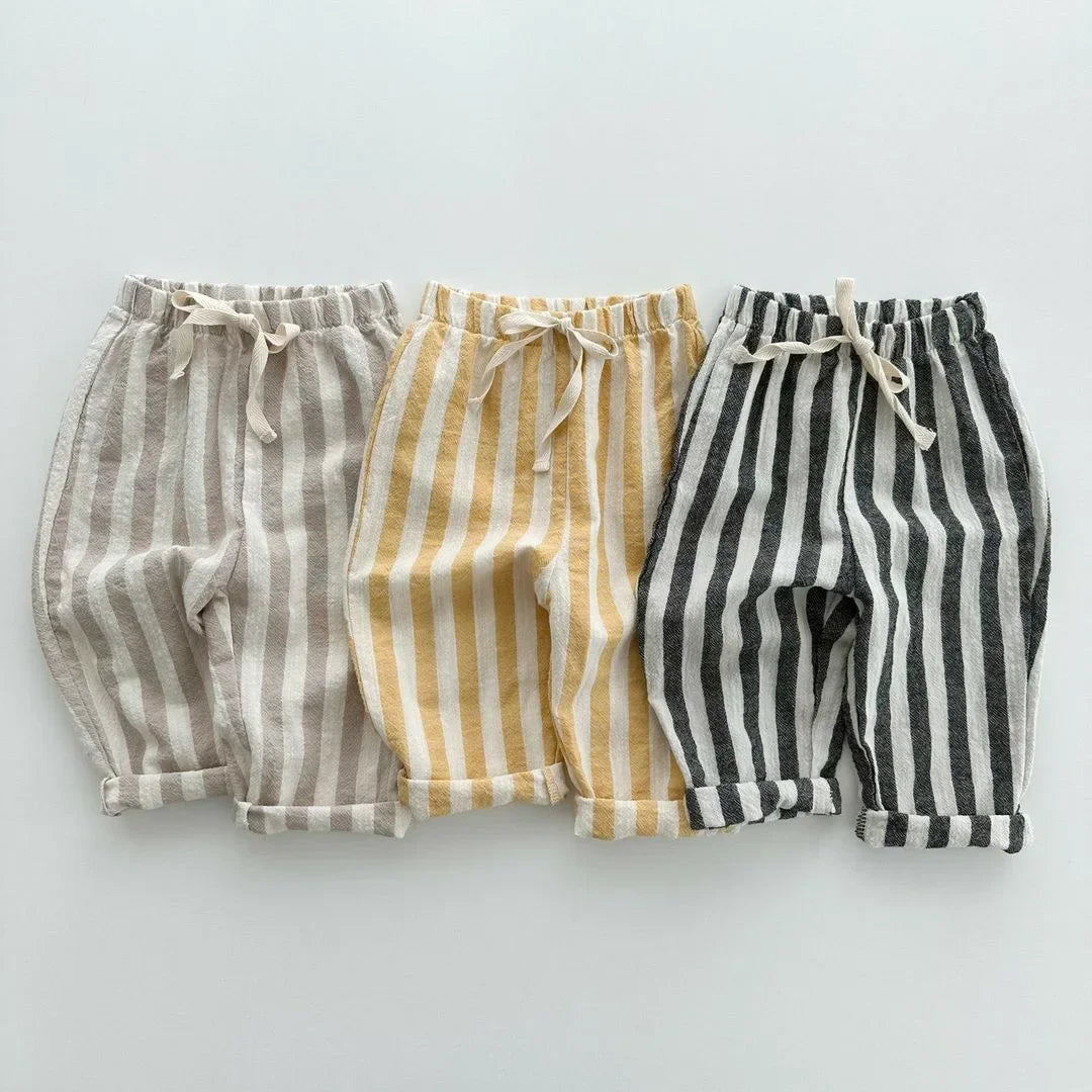 GIRLS AND BOYS STRIPED THIN COTTON PANTS