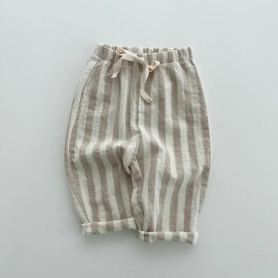 GIRLS AND BOYS STRIPED THIN COTTON PANTS