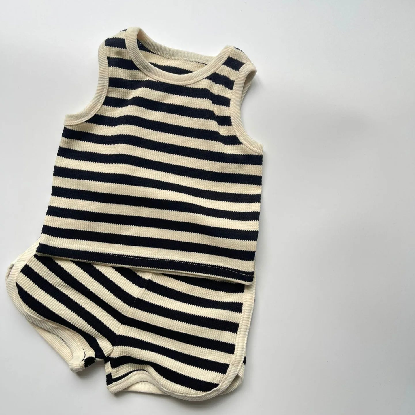 Unisex Summer 2-Piece Striped Singlet and Short Set