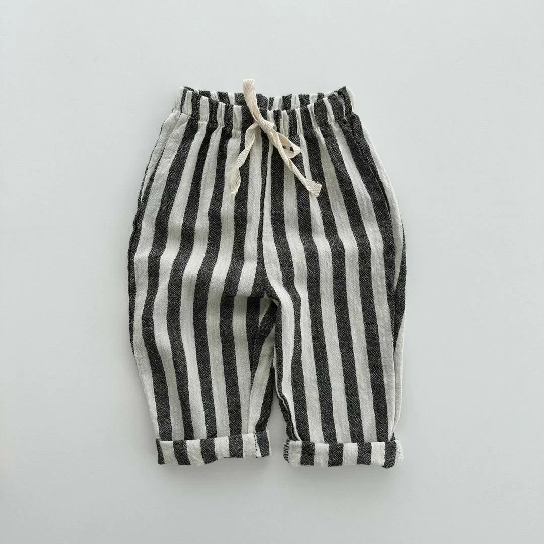 GIRLS AND BOYS STRIPED THIN COTTON PANTS