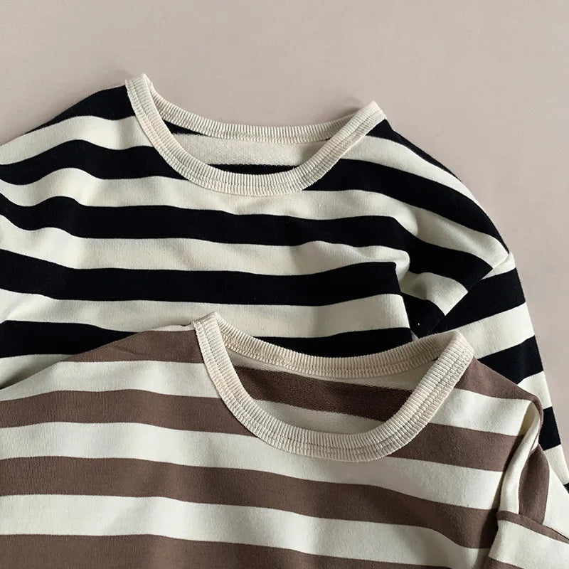 GIRLS AND BOYS STRIPED BASIC T-SHIRT