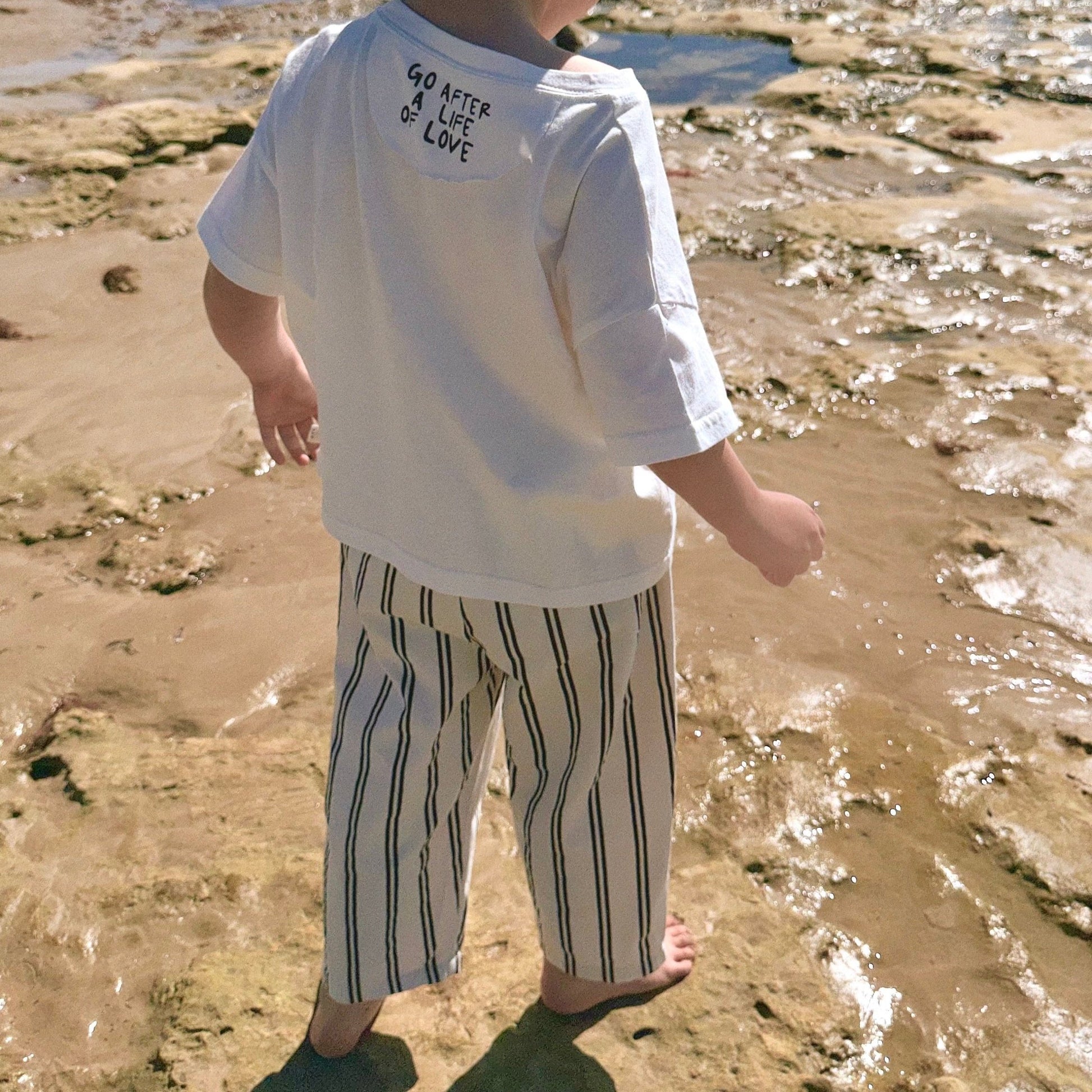 Neutral Loose Striped Boys Pants