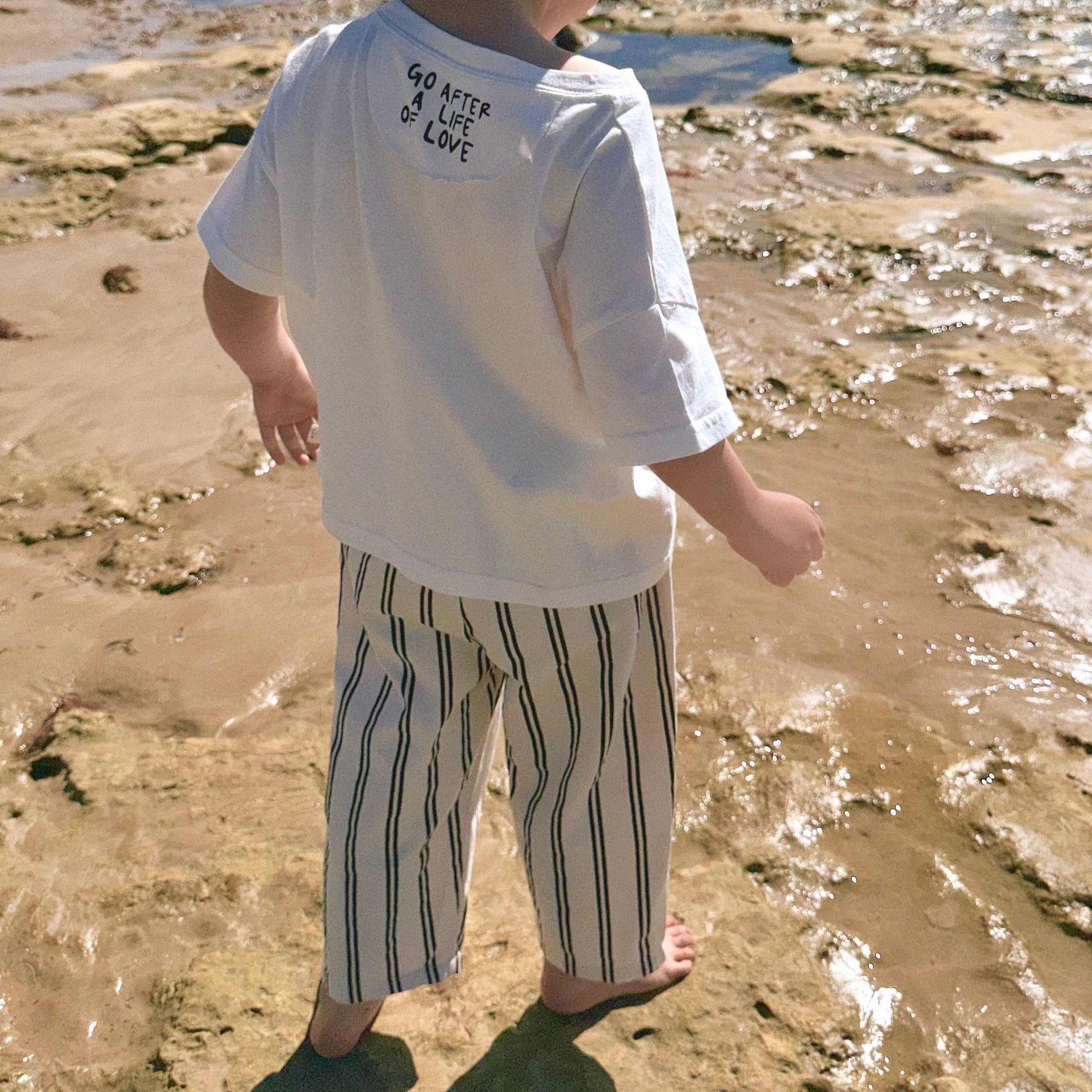 Neutral Loose Striped Boys Pants